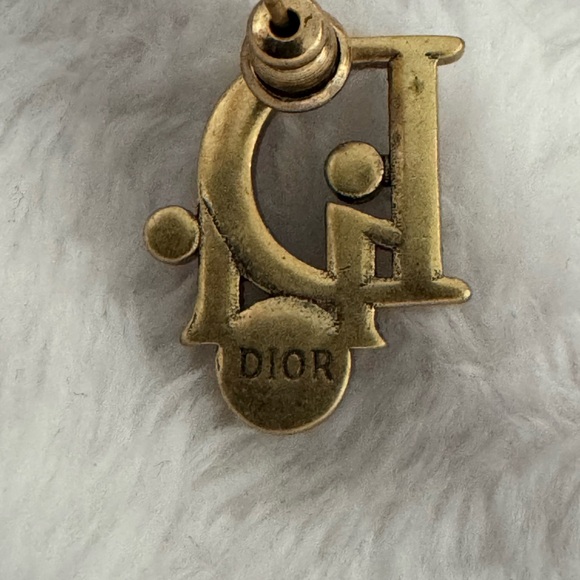 Dior Logo Tribale Pearl and Strass Gold Earrings - Picture 5 of 6